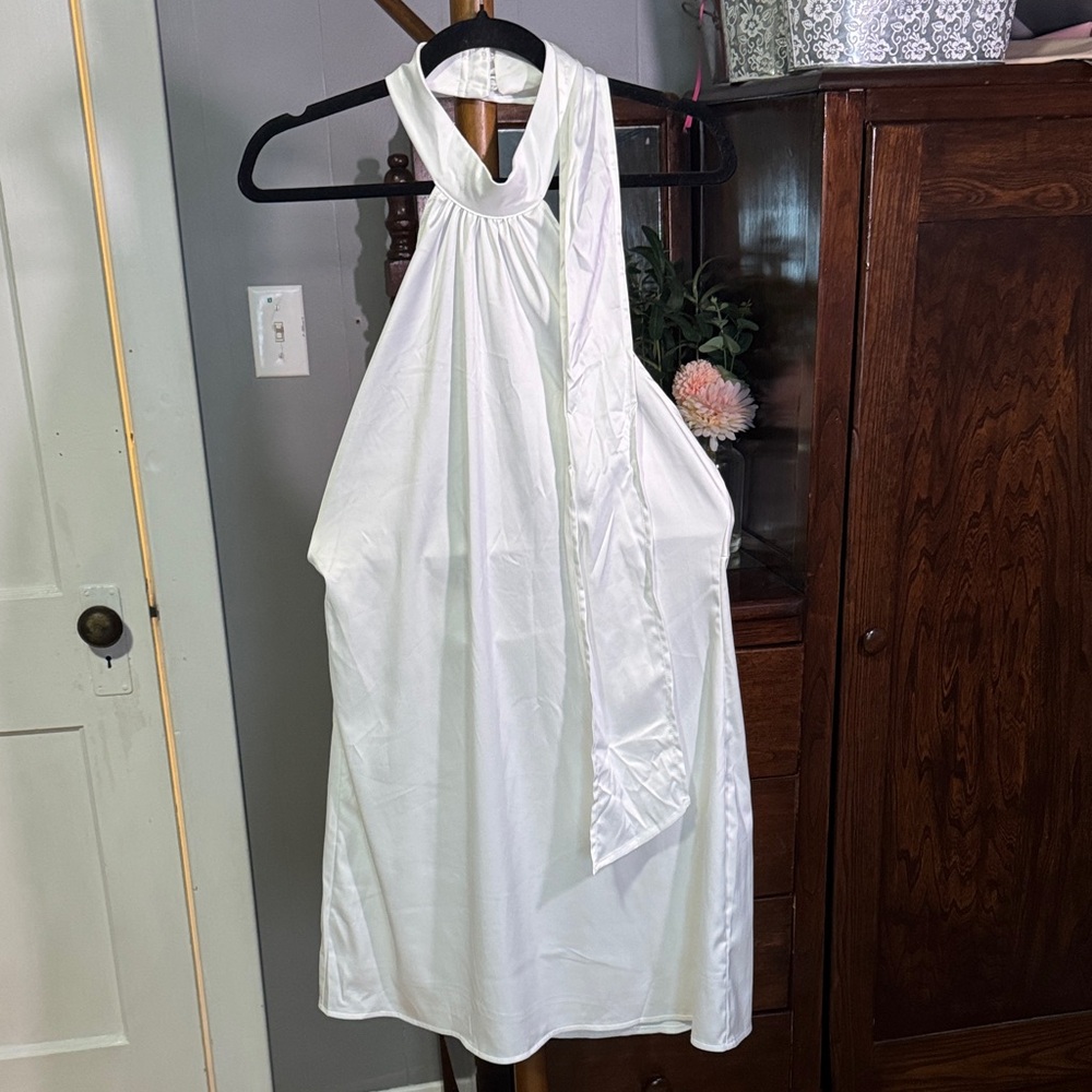 🤍 SHEIN Satin Halter Backless Dress — Size Large
